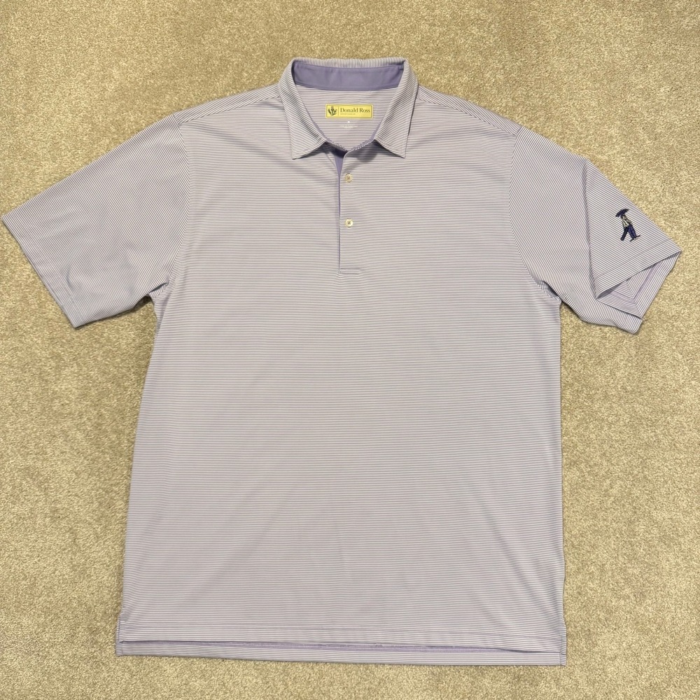 Donald Ross Polo Shirt Mens XL Purple Striped Short Sleeve Golf Performance